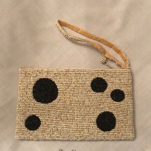 White & Black Glass Bead Wristlet purse